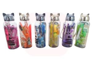 Kit Presenteável Monocromático Amarelo c/Estojo Garrafa Gato Plástico