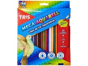 Lápis de Cor 24 Cores Aquarelável Mega Aquarell - Tris